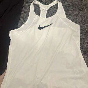 White Nike tank top black logo on it size large